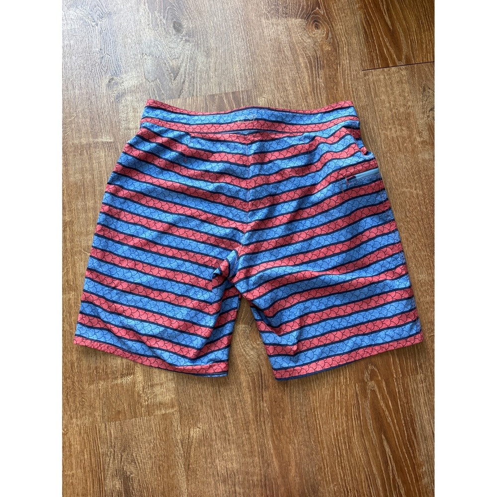 Vineyard Vines Men's 9" Swim Trunks Shorts Scale Stripe Blue Red 32 - Picture 4 of 5
